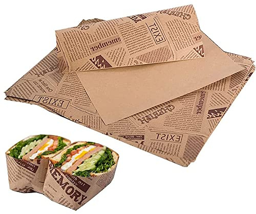 14 x 10 Zoll Käsepapier, 50 Blatt Wachspapier für Lebensmittel, Fettdichtes Papier, Metzgerpapier, Backpapier für Lebensmittelkörbe, Butterbrotpapier Antihaft für Burger, Sandwiches, Pommes,Kuchen