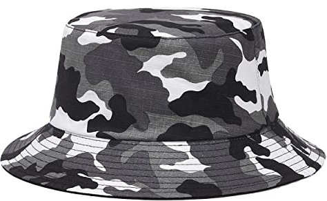 Quanhaigou Fischerhut für Herren und Damen, verstaubar, wendbar, bedruckt, Sonnenhut, Fischerhut, Outdoor, Sommer, Reisen, Wandern, Strandkappe, Camo White, Einheitsgröße