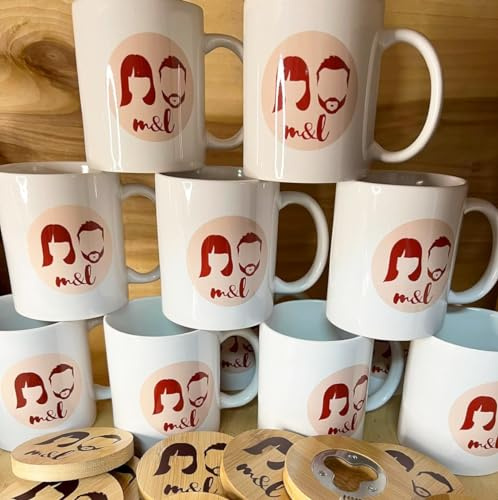 Uvimark - 10 Tazas Personalizadas - Mugs personalizables para para Bodas, Cumpleaños, Comuniones, Empresas - Regalo Original