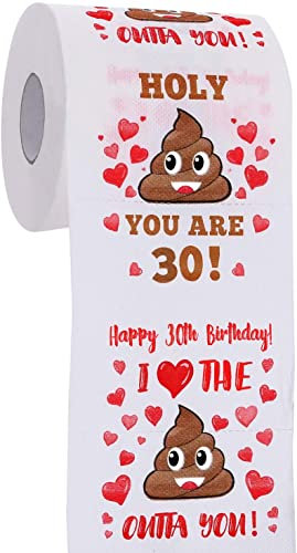 AOZITA Geschenk zum 30. Geburtstag für Männer und Frauen, Happy Prank Toilettenpapier, Dekoration zum 30. Geburtstag, Partyzubehör, lustige Gag-Geschenke, Neuheit Geburtstagsgeschenk für Freunde, 380