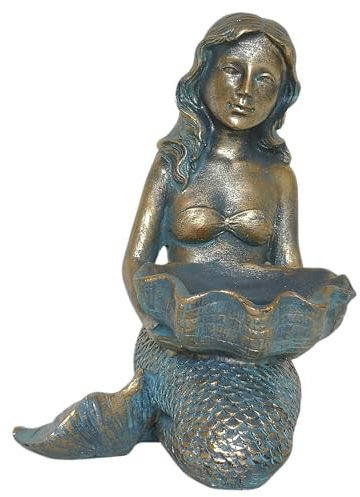 Deko Figur Meerjungfrau Nixe Patina Gold Dekoobjekt Kerzenständer Teelichthalter