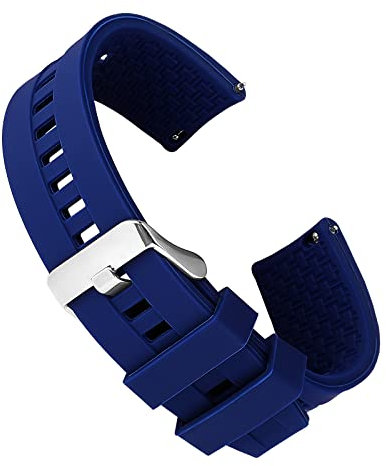 Cobee Silicone Watch Bands - Quick Release - Replacement Watch Strap, Waterproof Universal Watchband with Silver Buckle for Men Women Compatible with Smart/Sport Watch Straps(20mm, Dark Blue)