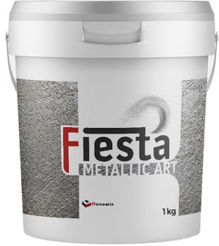 FIESTA Peinture décorative texturée naturelle avec base argentée métallique – 2,5 kg – touche métallique exclusive