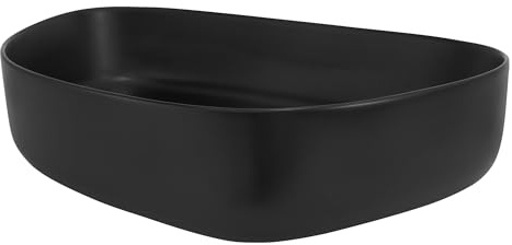 ML-Design Waschbecken aus Keramik in Schwarz matt 55 x 42 x 14 cm, Oval, Moderne Aufsatzwaschbecken, Design Waschtisch Aufsatz-Waschschale Waschplatz Handwaschbecken, für das Badezimmer/Gäste-WC