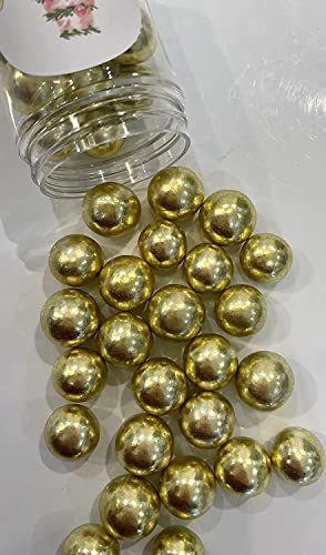 20mm Extra Large Shimmer Chocolate Balls Edible Cupcake Cake Topper Sprinkles (Metallic Gold, Small Tub)