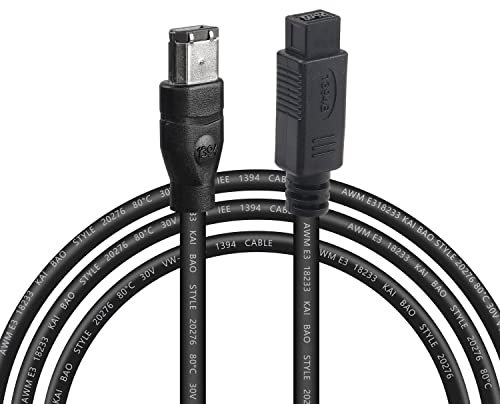 MEIRIYFA FireWire 1394B - Cavo adattatore 9 pin maschio a 6 pin, Firewire 800 a 400 IEEE per fotocamere digitali, stampanti, scanner, 1,8 m