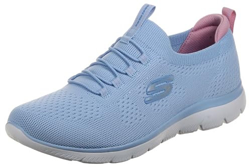 Skechers Womens Summits Top Player Sneaker, Light Blue Knit Multi Trim, 5 UK