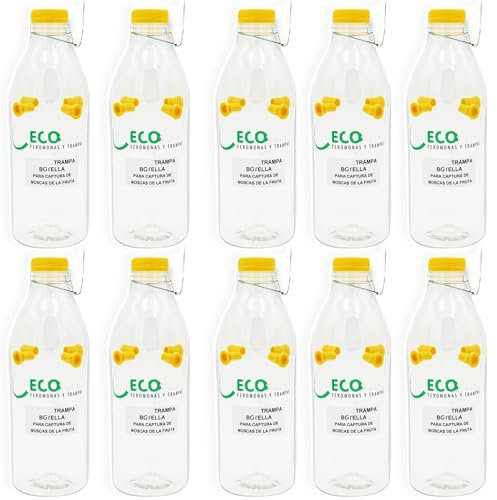 Trampa Anti Plaga Mosca de la Fruta. Ceratitis capitata (Pack 10 Botellas Trampa vacías, sin atrayente)