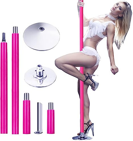 Kit Pole Dance Tanzstange Silikon-Tanzstange, abnehmbare Stripper-Stange für 8 Fuß, 9 Fuß, 10 Fuß, 11 Fuß, 12 Fuß hohe Decken, Spin- und statische Tanzstange für Heimfitness, Clubübungen, Bar, Fitnes