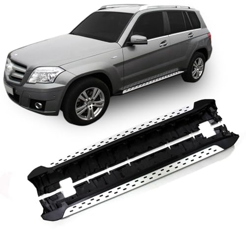J&J AUTOMOTIVE Pedane Laterali per Mercedes GLK X204 2008-2015, Sottoporta Minigonne in Alluminio e Plastica ABS, Set Completo con Materiale di Montaggio Incluso
