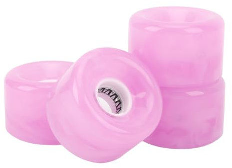 Drfeify Skateboard, 4 Stück, 52 Mm, 78 A Härte, PU, ​​durchscheinend, Blinkend, Longboard-Radrolle für Cruiser und Longboards (PINK)