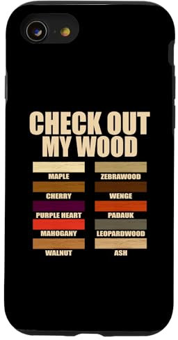 Coque pour iPhone SE (2020) / 7 / 8 Pièces de bois amusantes Citations sur la fabrication du bois Découvrez mes citations en bois