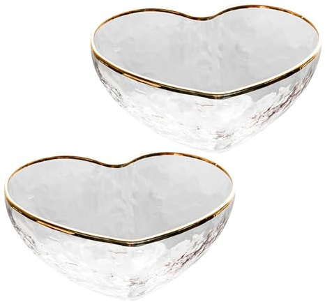 WATIIFUFU Herzförmige Glasschüssel-set Küchen-lebensmittelschüssel Dessert-aufbewahrung Salat-servierschale