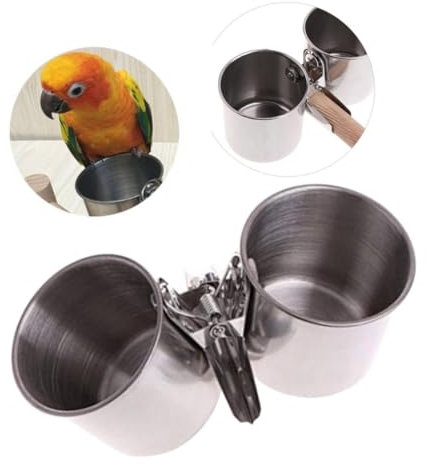 Supvox Edelstahl Vogel Fütterung Tasse Mit Clip Für Papagei Käfig Papagei Wasser Feeder Schüssel