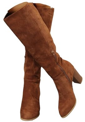 tinetill Bottes Longues Pour Femmes Bottes à Tige Large Bottes à Tige Longue Bottes à Plateforme à Enfiler Bottines Bottes Hautes Bottes En Daim à Talons