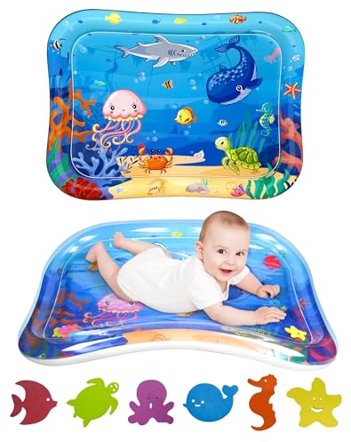 XXL babymatta 95 x 76 cm – BPA-fri, babymatta för 3 – 12 månader | vattenlekmatta baby magstöd, leksak, sensorisk matta, Tummy Time Toy, perfekt för babyutveckling och nöje