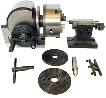 QMNUZCFD Indexing Head For Milling Machine 4/100mm,5/125mm,6/160mmChuck Vertical Horizontal Indexing Rotary Tabl,for Milling Machine Rotary Table Tailstock Milling Set(160mm/6.3in)