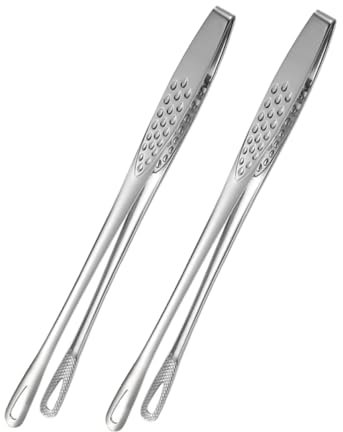 MAGICLULU 2pcs Japanese Style 304 Stainless Steel Food Tongs BBQ Kitchen Serving Clips for Fried Fish and Steak