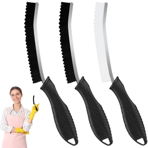Lociban 3 Pezzi Spazzola per la Pulizia delle Fessure, Multifunzione Spazzola per Doccia, Pavimenti, Bagno e Cucina
