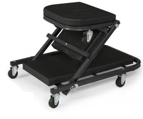 RLVYTA Werkstatt Rollhocker 40-Zoll-Klapprollsitz, Verstellbarer All-in-One-Rollgaragenstuhl, für Liegen oder Sitzen Rollhocker