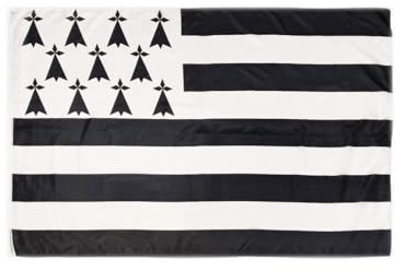 Grande bannière Bretagne pour l'extérieur, 225 x 150 cm, drapeau, balcon renforcé et 2 œillets métalliques, drapeau XL (Bretagne, 225 x 150 CM)