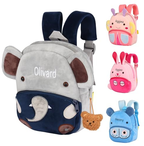 NGTSFLY Personalisierte Rucksack Kindergarten Mädchen Jungen mit Gestickt Namen | Kita Rucksack ab 1 Jahr |Personalisierte Geschenke kinder | Kindergarten Tasche