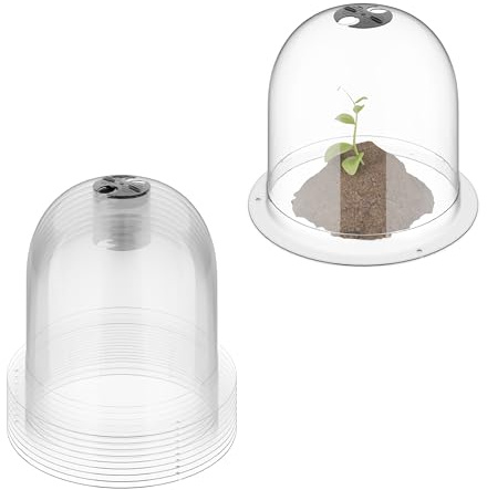 Relaxdays Anzuchthaube, 10er Set, Ø 25 cm, Frostschutz & Schneckenschutz, stapelbare Pflanzglocken, PET, transparent | Frostschutz & Schneckenschutz, stapelbare Pflanzglocken, PET