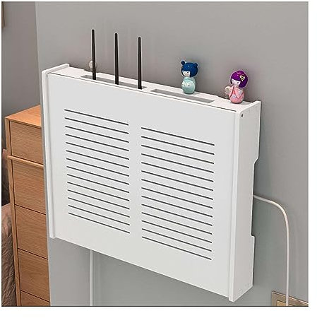 NSTVVEE Router Storage Box, Big WiFi Router Shelf Creative TV Set-Top Boxes,Wall-Mounted Wireless Router Storage Box Decorative Cable Management Hider Box for Home Office,Plug Board (A Lar