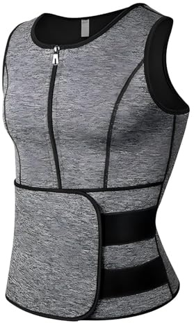 Schwitzweste für Herren, Sauna, Neopren, zum Abnehmen, Schwitzgürtel, Fitenes Sport, Tanktop, grau, M