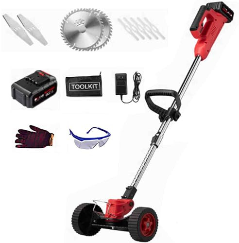 Tondeuse à Gazon poussée, Coupe-Herbe électrique, Coupe-Bordures à Batterie, Moteur Haute Puissance sans balais Tout cuivre, Roues stabilisatrices Amovibles, Batterie Lithium 21 V 3 Ah, 15 Jeux