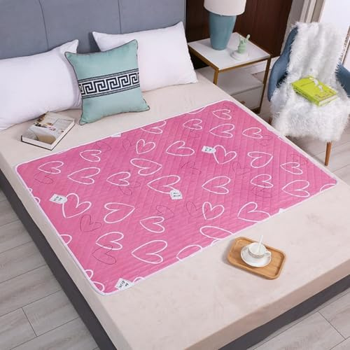 Odot Empapadores Reutilizables Cama Adultos, Empapadores Absorbentes Lavables Protector de Cama Impermeable para Silla de Ruedas, Incontinencia, Personas Mayores, Niños (Rosa Rojo,80x120cm)