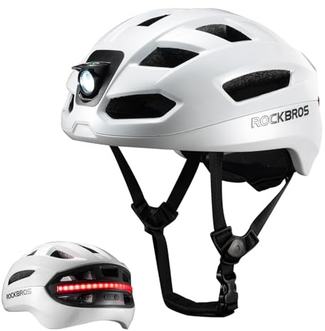 ROCKBROS Fahrradhelm Herren Damen mit Licht, Intelligenter Fahrrad Helm mit LED Vorder und Rücklicht Blinker Fernbedienung Für Rennrad MTB E-Bike
