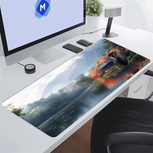 Tappetino Mouse XXL Gaming 1200x600x3 mm Lago Montagna Tappetino per Mouse Grande Cuscinetto per Tastiera Grande da Scrivania Gaming Mousepad Lavabile per Ufficio e casa