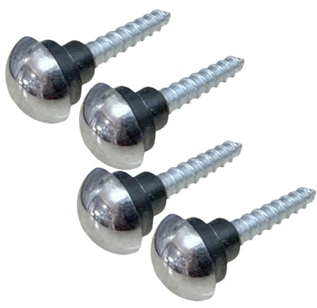25mm Mirror Screws with Polished Chrome Dome Caps 13mm, Zinc with Rubber Washers – Pack of 4