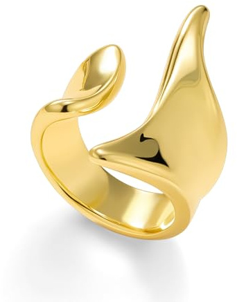 ALEXCRAFT Silber Durchbrochener 14K Vergoldet Verstellbare Ringe für Damen