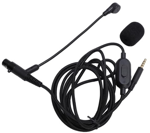 GOWENIC Cavo per Microfono con Asta per Cuffia con Asta Regolabile, Trasmissione Stabile del Segnale per Appassionati - Connettore in Rame Placcato Oro, Lunghezza 1,8 M