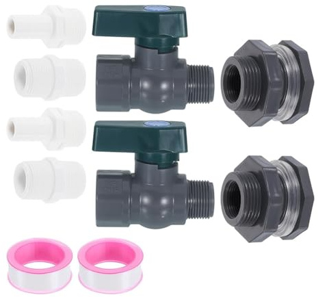 FACAIIO 2 set per pioggia in plastica per serbatoio valvola kit con raccordo paratia da 86,4 cm per sistemi di raccolta e irrigazione dell'acqua