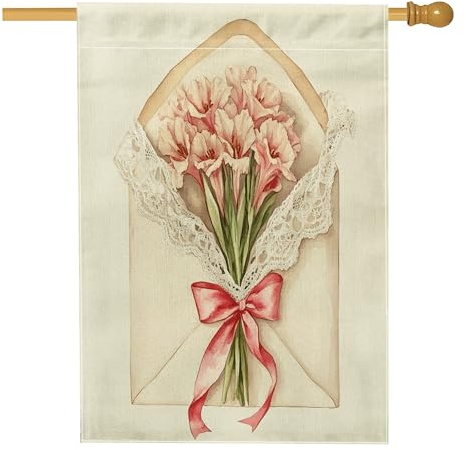 Drapeaux de maison en forme de glaïeul de printemps 71,1 x 101,6 cm double face, enveloppes amusantes pour le devant, la cour, le jardin, les drapeaux verticaux pour la maison, les drapeaux floraux en
