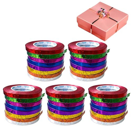 40 Serpentins Mariage Ruban Paillette & Ruban Décoratif 400m Or Argent Violet Rouge, 5mm épais PVC scintillant, Déco Fête Nouvel An Carnaval，serpentins pailletés, décoration de fête parfaite