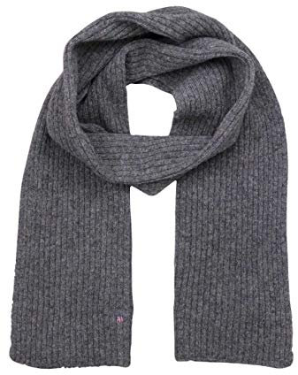 GANT Herren O2. Wool Knit Scarf Schal, Grau (Dark Grey Melange), One Size