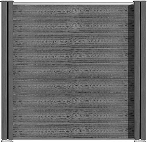 S SIENOC WPC Zaun Bildschirm-Zaun 180x1758cm Garten Terrace (10x | Element + 11x Pfosten, Grau)
