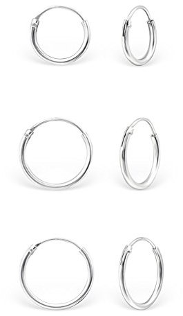 DTPsilver® 3 Paare WINZIGE Creolen Ohrringe 925 Sterling Silber - Knorpel/Wendel/Tragus - Dicke 1.5 mm - Durchmesser 8, 10, 12 mm