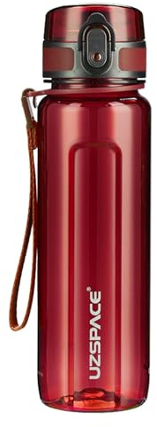 UZSPACE Sport Trinkflasche 500ml, Tritan&BPA-frei, 1-Klick-Öffnung, Rot