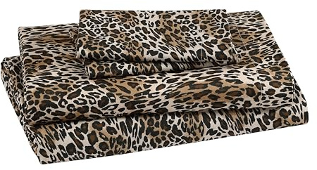 Elite Home Products - Juego de sábanas de Microfibra de 90 g/m² con Estampado caprichoso, Leopardo Zara, tamaño Queen