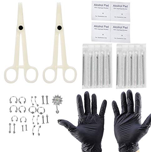 Professionellt piercing kit Kirurgiskt stål mage ring tunga Tragus nippel näsa