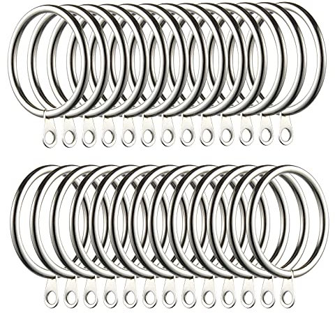 Kinsinder 60 Stücke Metall Gardinenringe Vorhangringe, 38mm Innendurchmesser Vorhang Hängend Ringe für Gardinenstangen für Fenster Tür Duschvorhang (Silber)