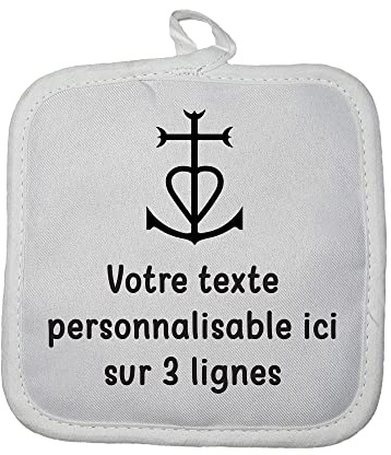 Manique Gant de Cuisine Pictogramme Croix de Camargue avec Texte Personnalisable