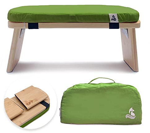 metaFox meditation bench | Foldable bamboo stool with cushion and carrying bag | For your mindfulness and meditation practice | Alternative to a meditation cushion (Green)
