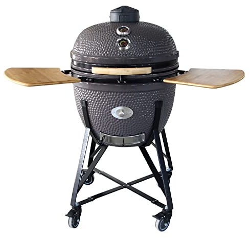YNNI KAMADO TQ0C21LM - Parrilla grande de 21 pulgadas, verde lima con alimentador de chips, barbacoa, cerámica, huevo, ahumador, TQ0C21LM