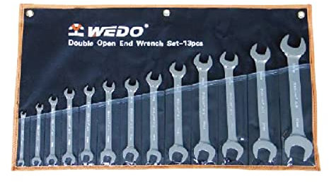 WEDO Doppelmaulschlüssel-Set (12-teilig), Chrom-Vanadium-Stahl-Schraubenschlüssel-Set, DIN3310
